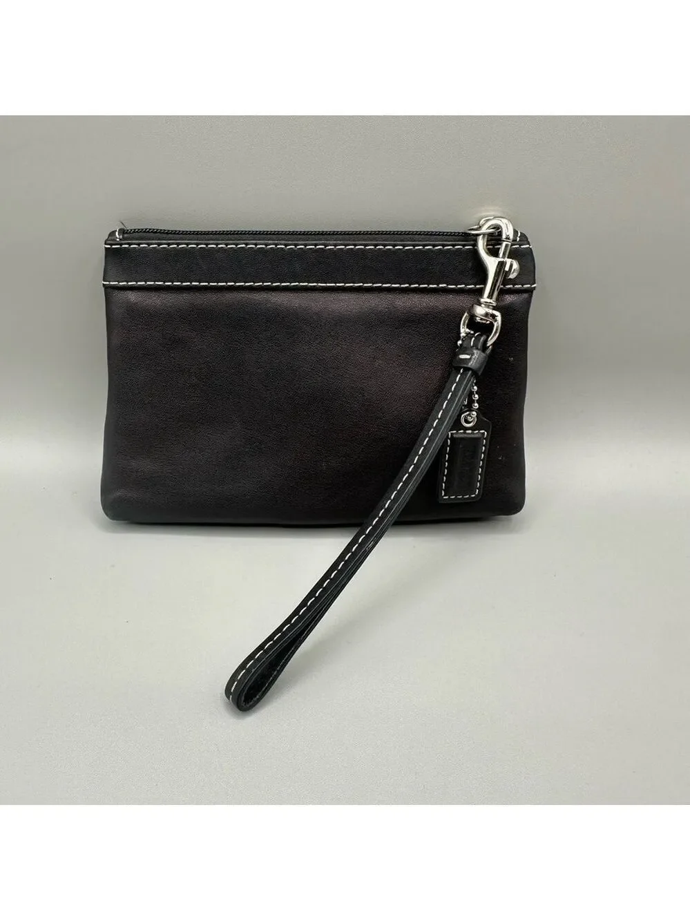 Coach Black Soft Leather Pleated Wristlet Pouch Coin Purse